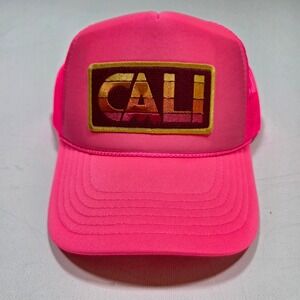 Port‎ Sandz Trucker Hat Surf Neon Pink CALI Patch Mesh Snapback Cap Retro Summer
